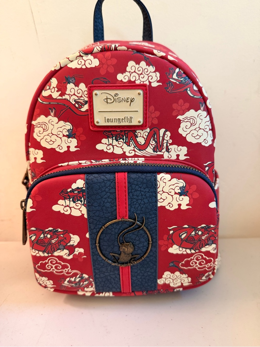 Disney Loungefly Red and Navy Mulan Cloud Mini Backpack